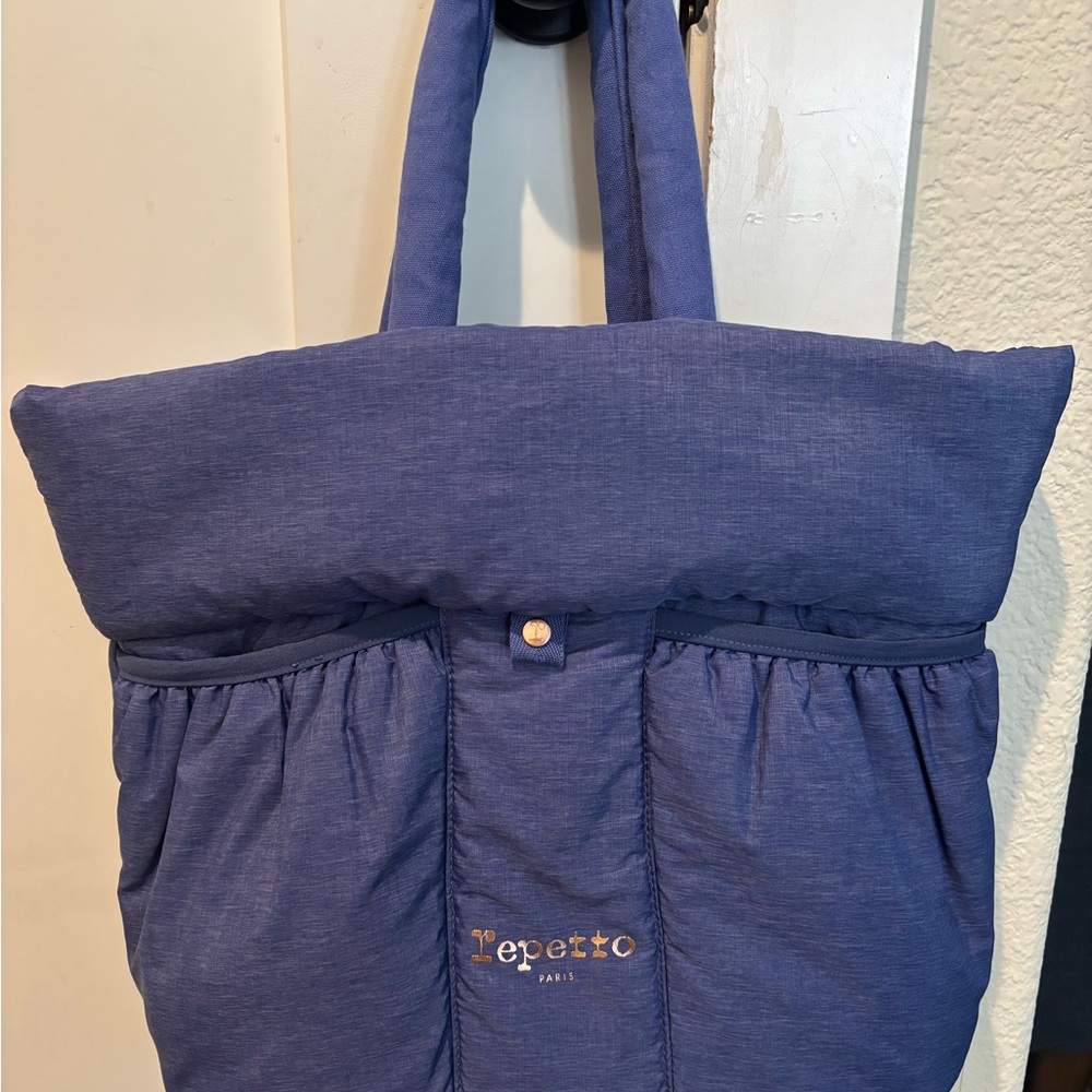 Repetto Blue Tote Bag with Ruched Design